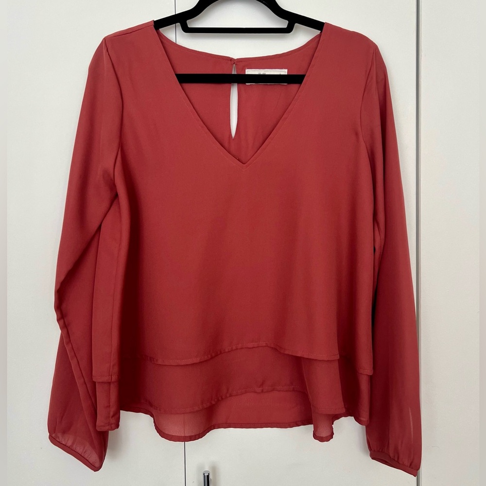 Women's Abercrombie & Fitch V-Neck Layered Top - Rust